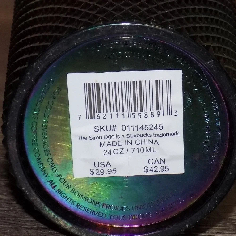 Starbucks Tumbler Unisex 24oz Oil Slick New Studded Iridescent Venti Cold Cup